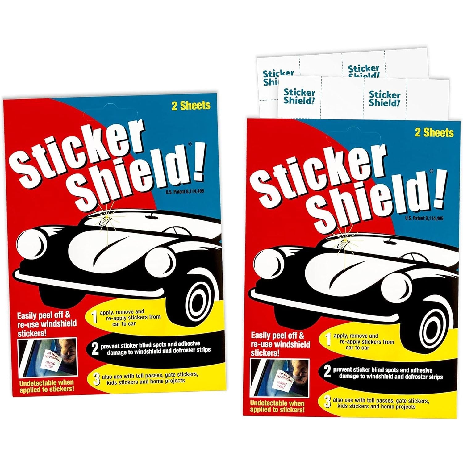Buy now STICKER SHIELD - Windshield Sticker Applicator for Easy Application, Removal and Re-Application from Car to Car - 4 inch x 6 inch Sheets (2 Packs (4 Sheets Total)) 2 Packs (4 sheets total) at indiglob india