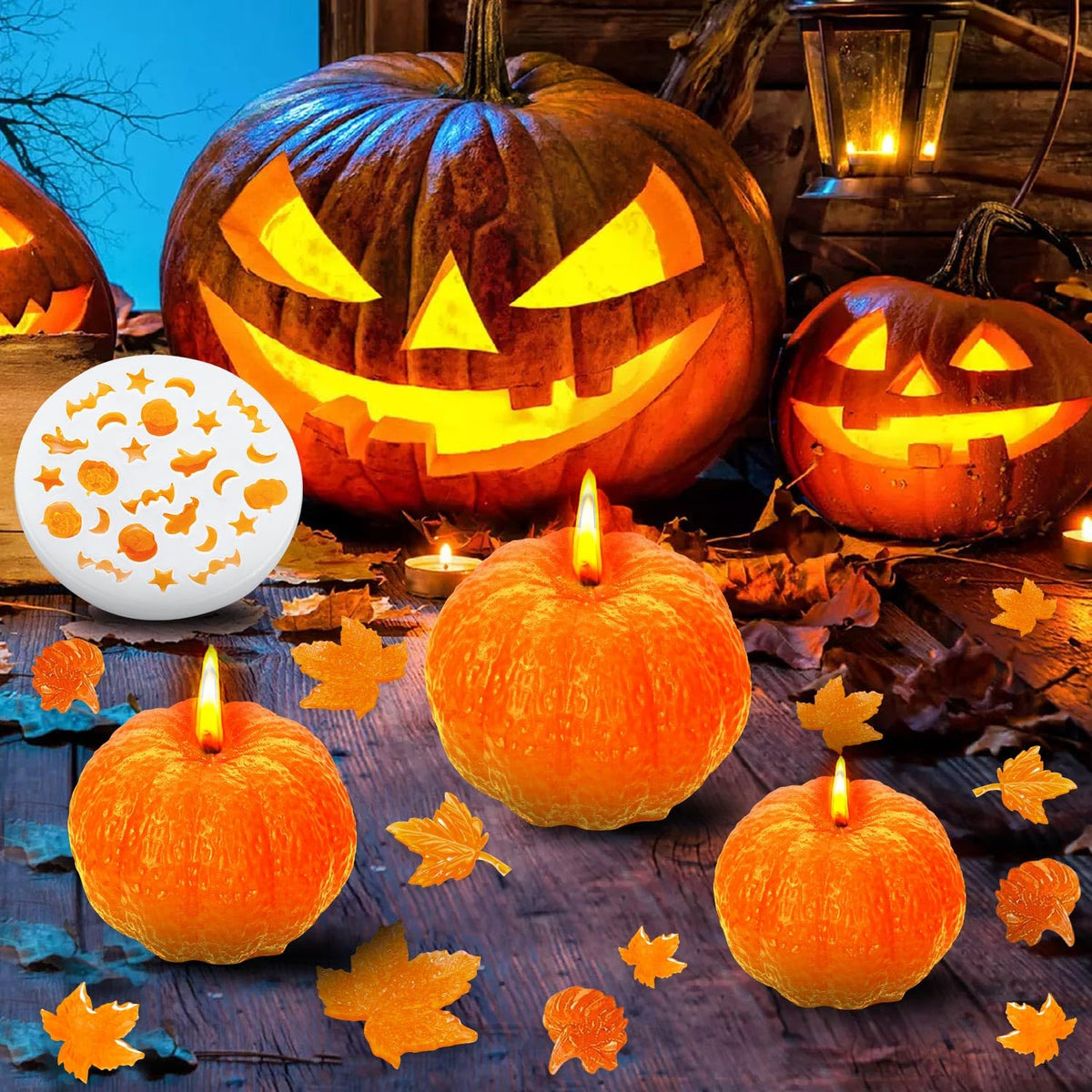 7 Pcs Pumpkin Candle Molds, Halloween Silicone Mold