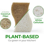 Buy now Biodegradable Natural Kitchen Sponge - Compostable Cellulose and Coconut Walnut Scrubber Sponge (12 Pack) at indiglob india