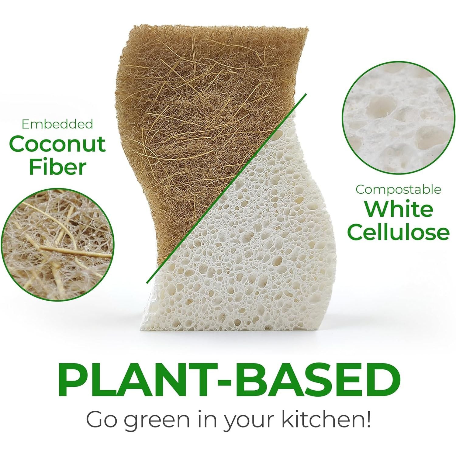 Buy now Biodegradable Natural Kitchen Sponge - Compostable Cellulose and Coconut Walnut Scrubber Sponge (12 Pack) at indiglob india