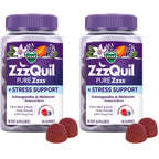 ZzzQuil PURE Zzzs De-Stress 2mg Melatonin Gummies, , Sleep Aids for Adults, Ashwagandha for Stress Support, 60 Gummies