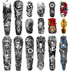 Buy now Extra Large waterproof Temporary Tattoos 8 Sheets Full Arm Fake Tattoos and 8 Sheets Half Arm Tattoo Stickers for Men and Women (22.83"X7.1") Rose at indiglob india