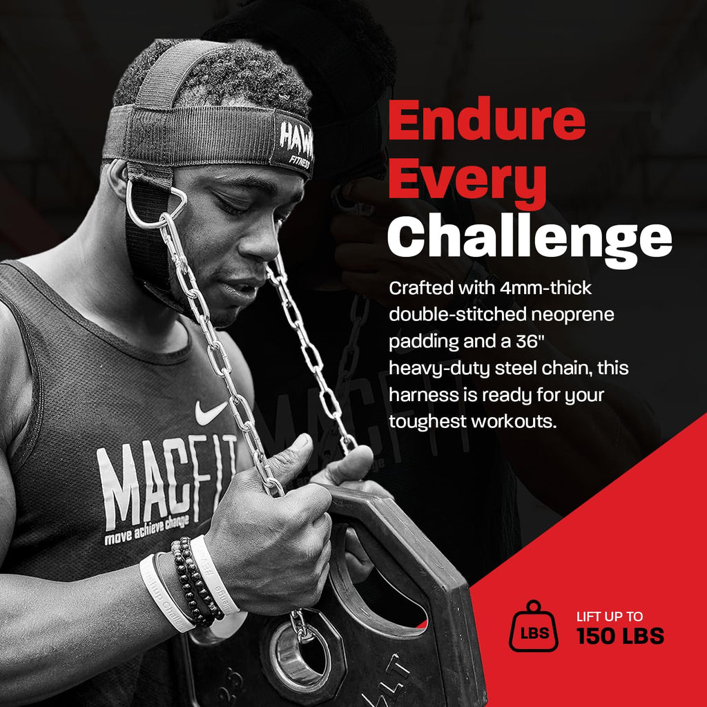 Buy now Hawk Sports Neck Harness for Men and Women with Adjustable Neck Strap and 30" Steel Chain for Safely Lifting Weights Up to 150 lbs., Neck Exercise Equipment for Muscle Growth and Strength Training at indiglob india