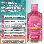 Premium Liquid Multivitamin for Women | Sugar Free Women’s Multivitamin | 100+ Vitamins, Minerals & Herbs Promote Anti-Aging, Heart, Brain & Bone Health |98% Absorption Rate | Non-GMO | 32 Serv