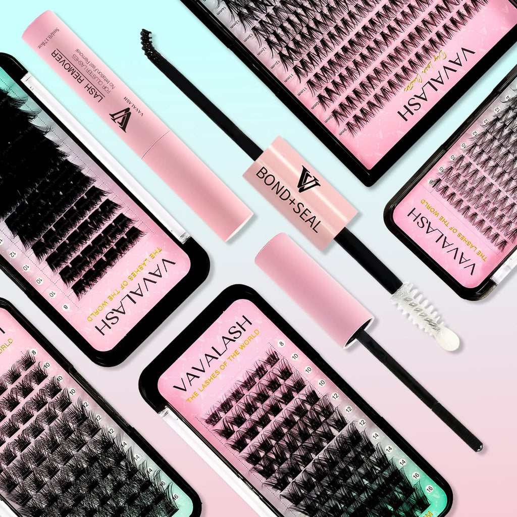 VAVALASH Lash Bond and Seal Cluster Lash Glue Individual Lashes Glue for DIY Lash Extensions Long Retention Strong Hold 48-72 Hours Waterproof Lash Bond for Lash Clusters(5ml+5ml)