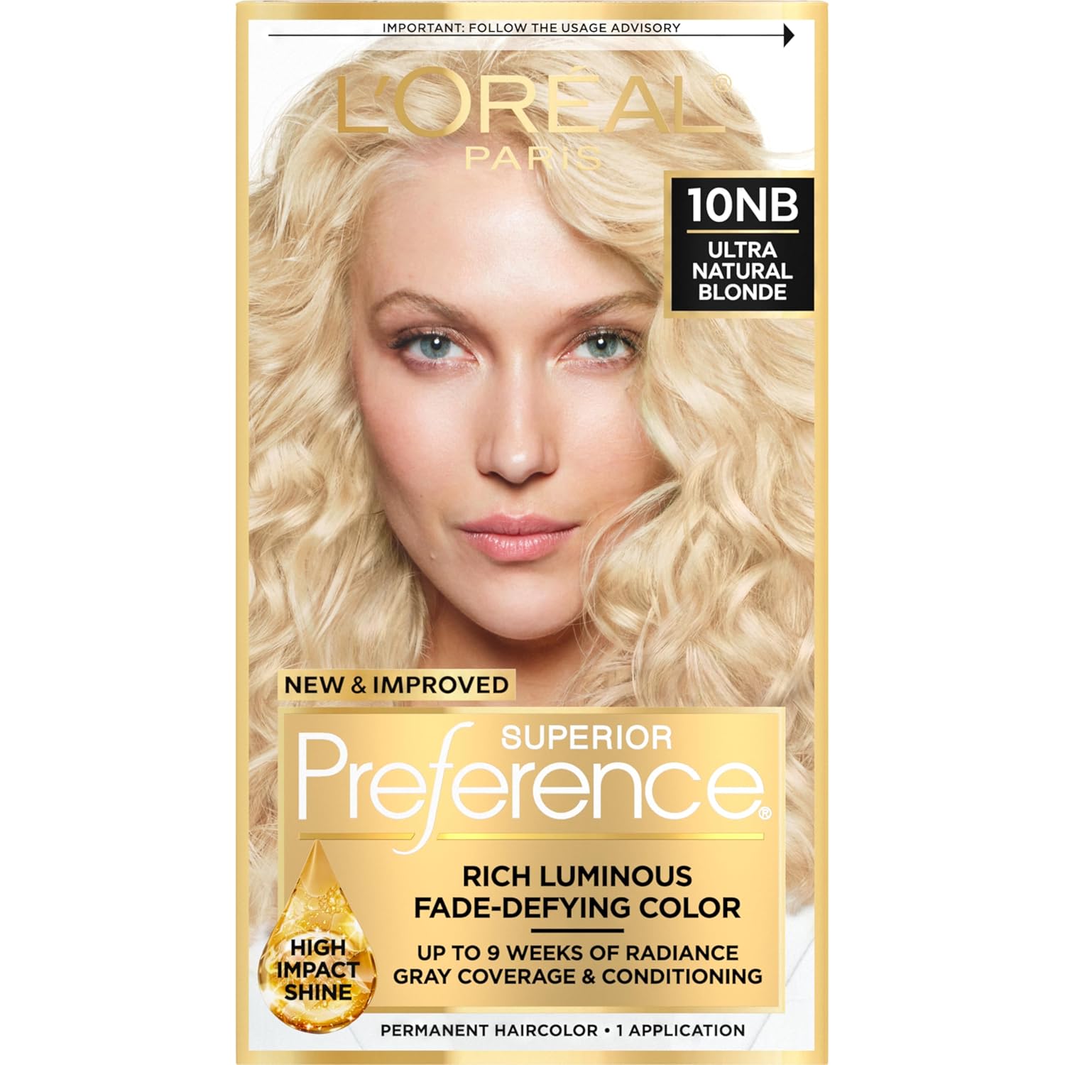 Buy now L'Oreal Paris Superior Preference Luminous Fade-Defying Permanent Hair Color, Hair Dye For Up to 9 Weeks of Radiance, Light Ash Blonde 9A, 1 Hair Dye Kit 10NB Ultimate Natural Blonde 1 Count (Pack of 1) at indiglob india