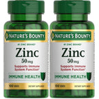 Nature’s Bounty Zinc 50mg, Immune Support & Antioxidant Supplement, Promotes Skin Health, 1 Caplet Per Day, Gluten Free, 250 Vegetarian Caplets