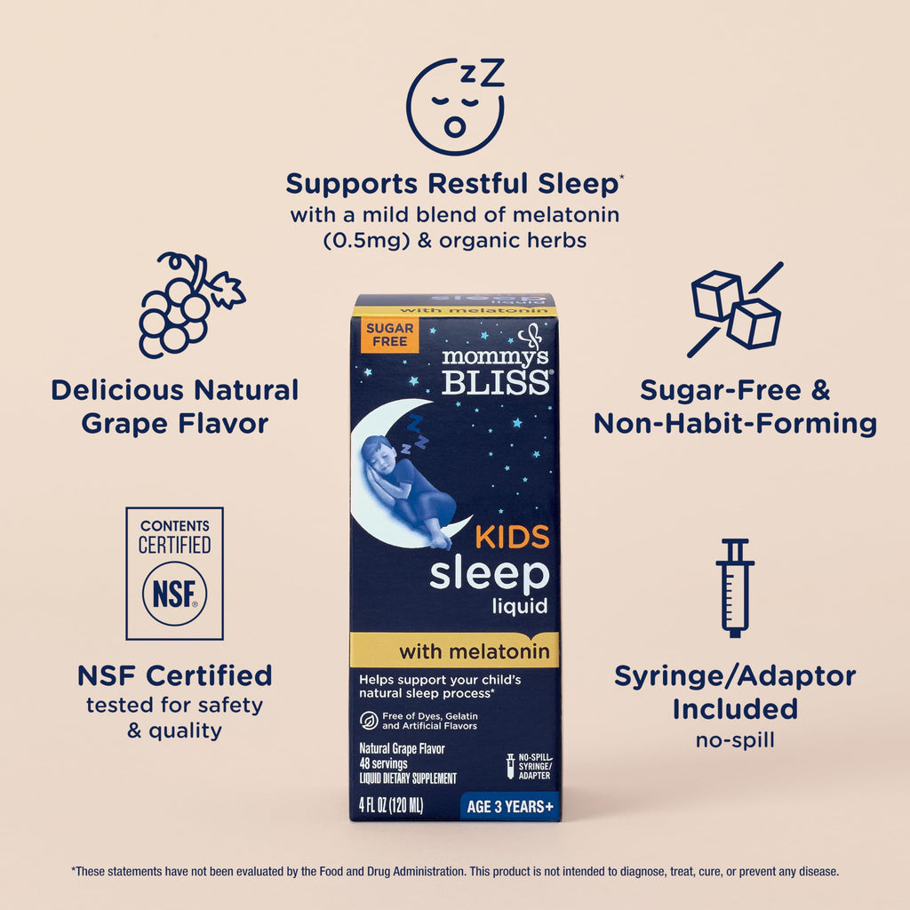 Mommy's Bliss Kids Sleep Support Liquid w/Melatonin, Grape Flavor, 4 Oz