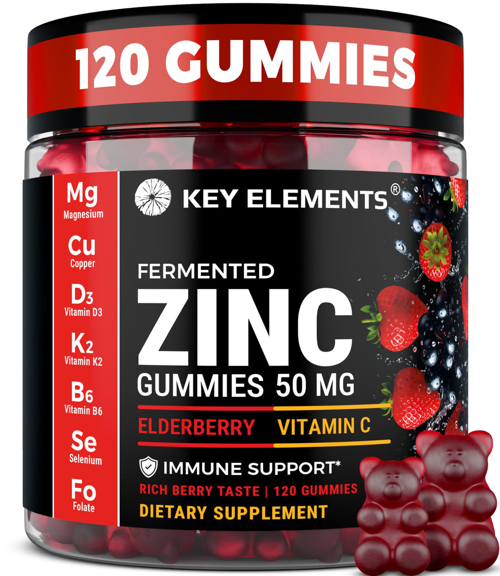 KEY ELEMENTS Immune Support Zinc Gummies 50mg with Elderberry Vitamin C