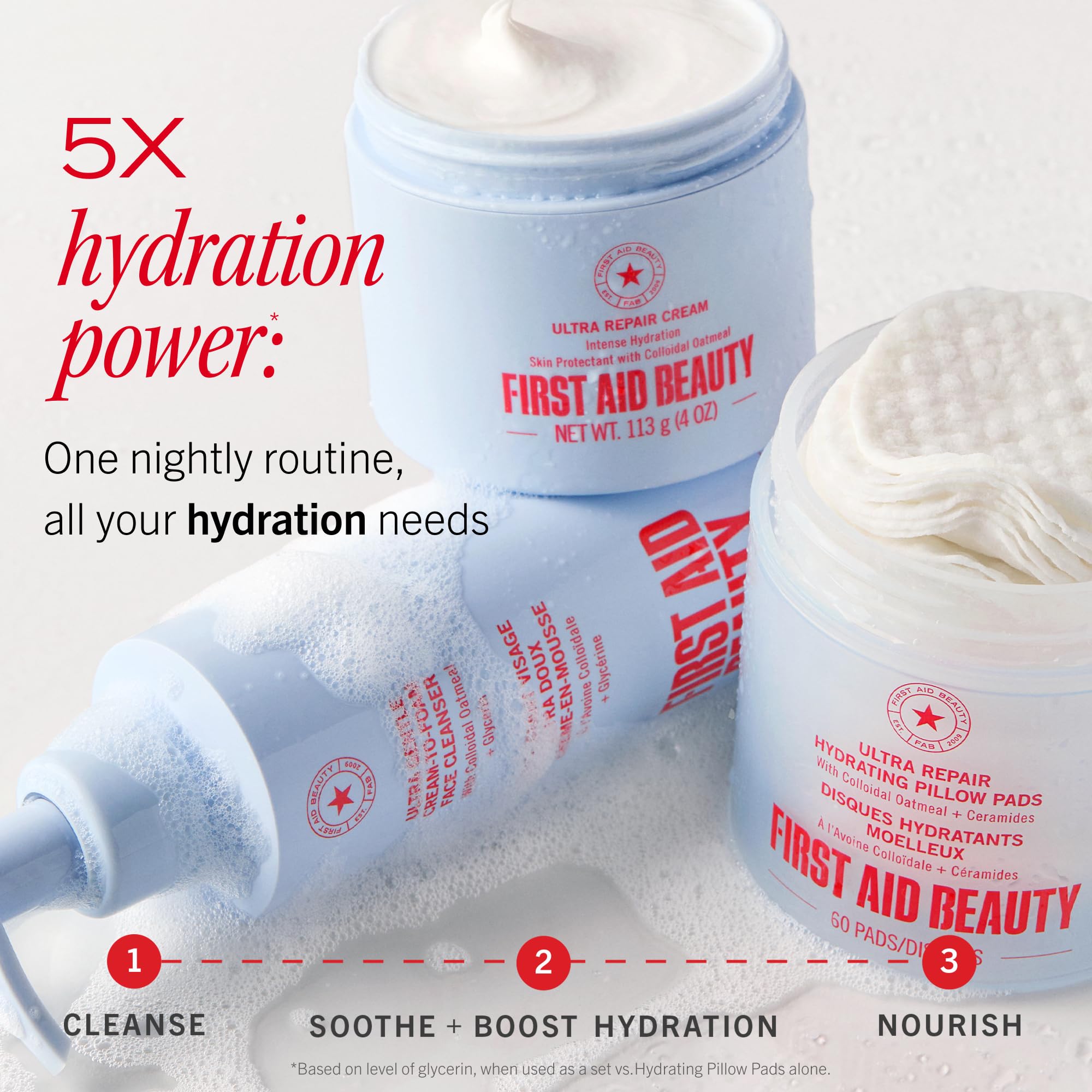 First Aid Beauty Ultra Gentle Cream-to-Foam Facial Cleanser,Makeup Removing Face Wash with Colloidal Oatmeal & Glycerin, Sensitive & Acne-Prone Skin
