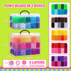Simetufy 14000Pcs Pony Beads Bulk 50 Colors for Craft Kandi Bracelet Making