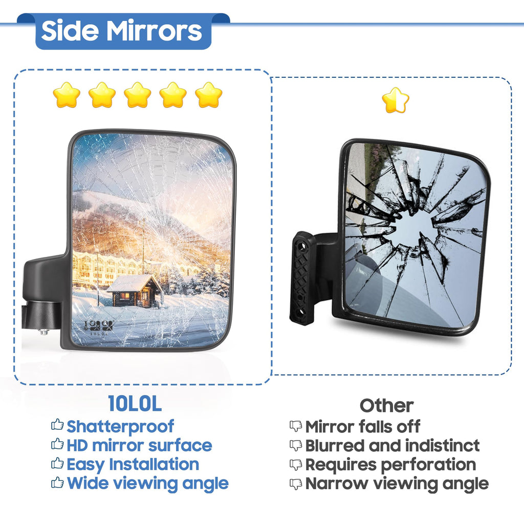 Golf Cart Side Mirrors No Drilling for Yamaha Club Car EZGO