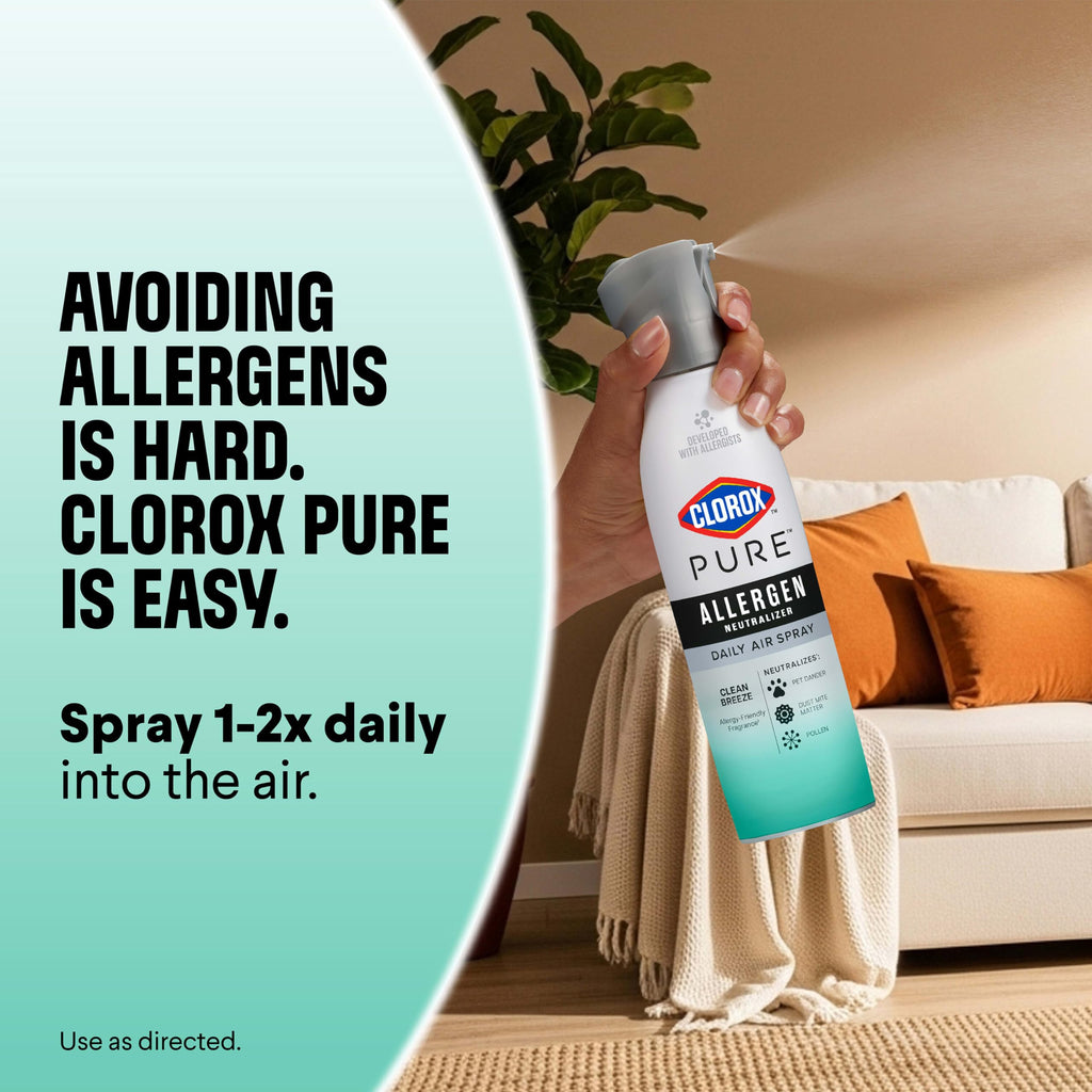 Buy now Clorox PURE Allergen Neutralizer Daily Air Spray, Clean Breeze, 8 Ounces at indiglob india
