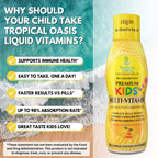 Premium Liquid Multivitamin For Kids | Sugar Free Kids Vitamins | 100% DV of 14 Vitamins for Kids | Multivitamin for Children Ages 4+ | Great Tasting, Non-GMO, Max 98% Absorption Rate- 16 oz, 32 Serv