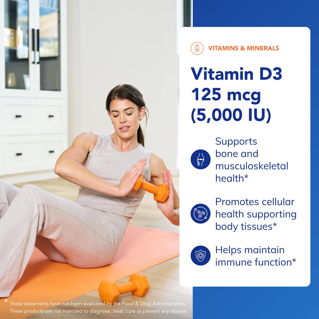 Pure Encapsulations Vitamin D3 125 mcg (5,000 IU), 250 Capsules | Supplement to Support Bone, Joint, Breast, Heart, Colon, and Immune Health*, with Vitamin D