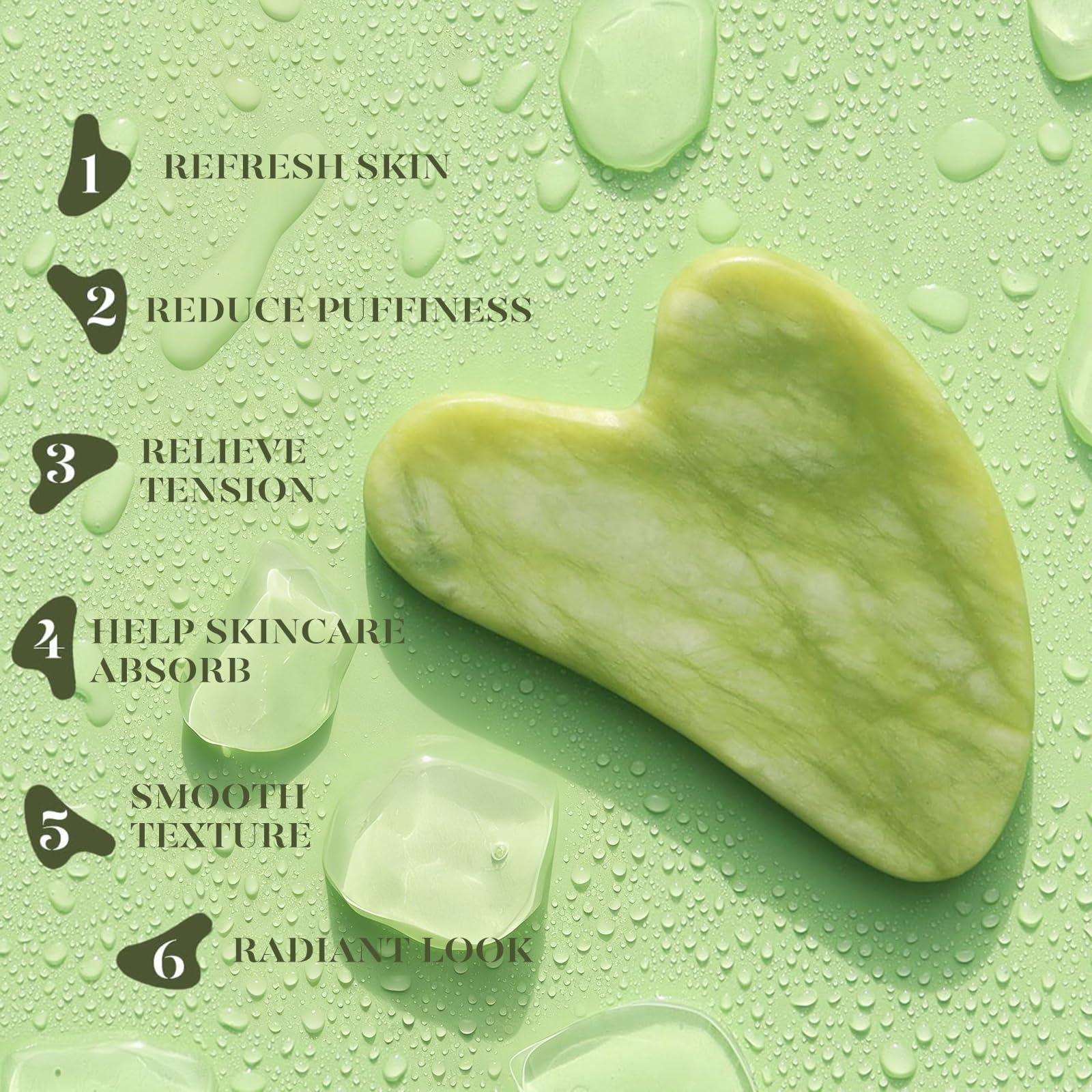 BAIMEI IcyMe Gua Sha & Jade Roller Set for Facial Sculpting and Relaxation | Cooling Face Roller & Guasha Tool for Face Depuffing & Jawline Definition, Beauty Skin Care Tool Gifts for Women–Green
