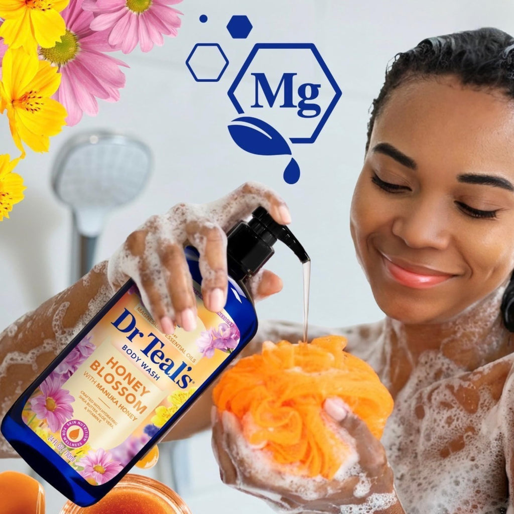 Dr Teal's Honey Blossom Body Wash with Manuka Honey, Magnesium and Essential Oils, Limited Edition, 24 FL OZ, 2 Pack