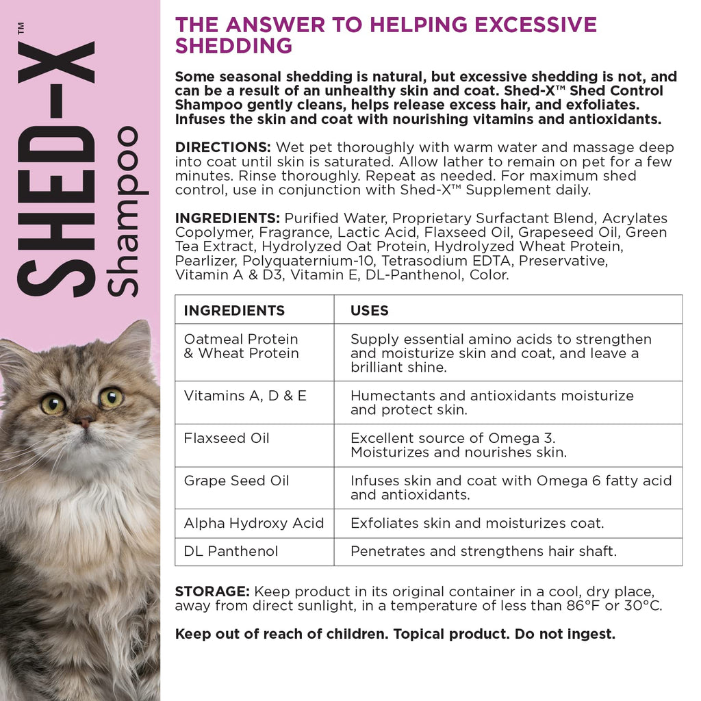 Shed-X Shed Control Shampoo for Cats, 8 oz, Vitamins & Antioxidants