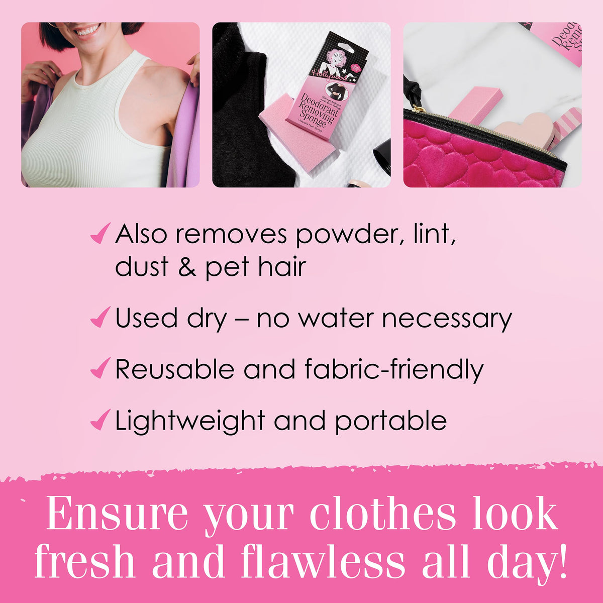 Hollywood Fashion Secrets Reusable Deodorant Removing Sponge, Stain Eraser