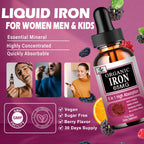 Vita letuo Iron Supplement for Women with Vitamin C,6-in-1 Liquid Supplement w/Vitamin B12,Vitamin B6,High Absorption Liquid Iron Drops for Red Blood Cells & Immune Support,Non-GMO, Gluten Free