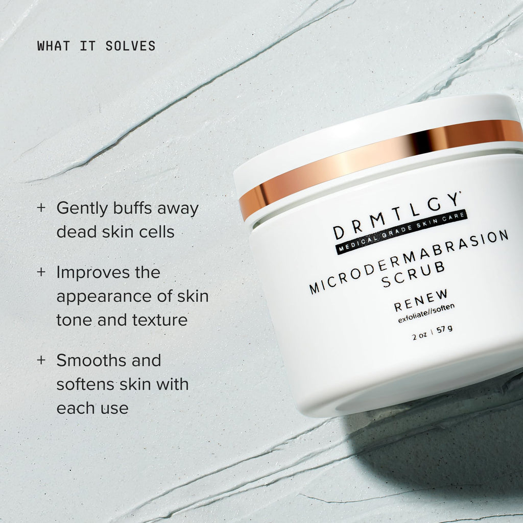 DRMTLGY Microdermabrasion Scrub | Gentle Facial Exfoliating Scrub | Dull skin renewal, Rough texture smoothing, Pumice exfoliation, Polished finish, Gentle exfoliation