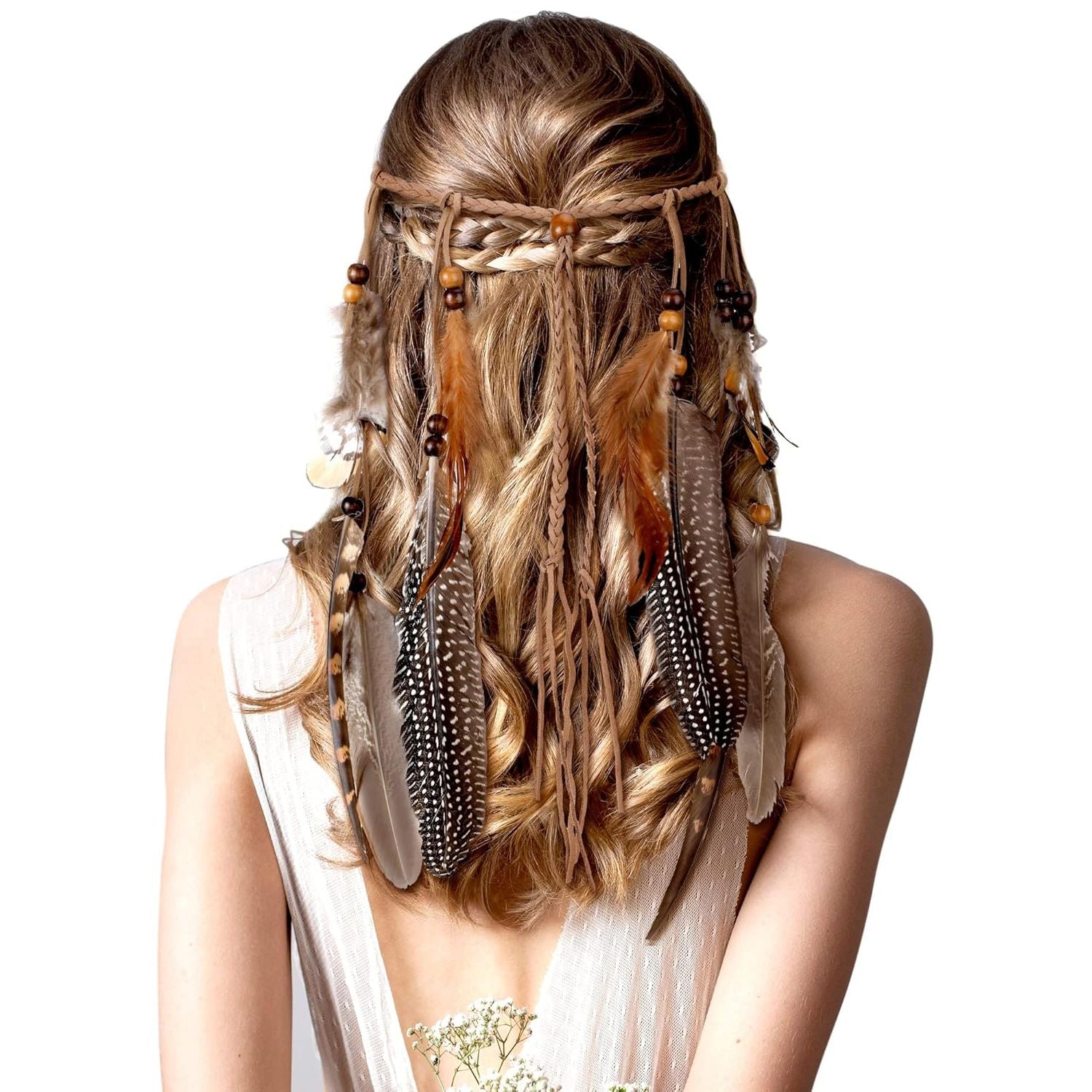 Buy now XunYee Feather Hippie Headband for Women - Indian Feather Hair Accessories for Costume (Classic Style) Classic Style at indiglob india