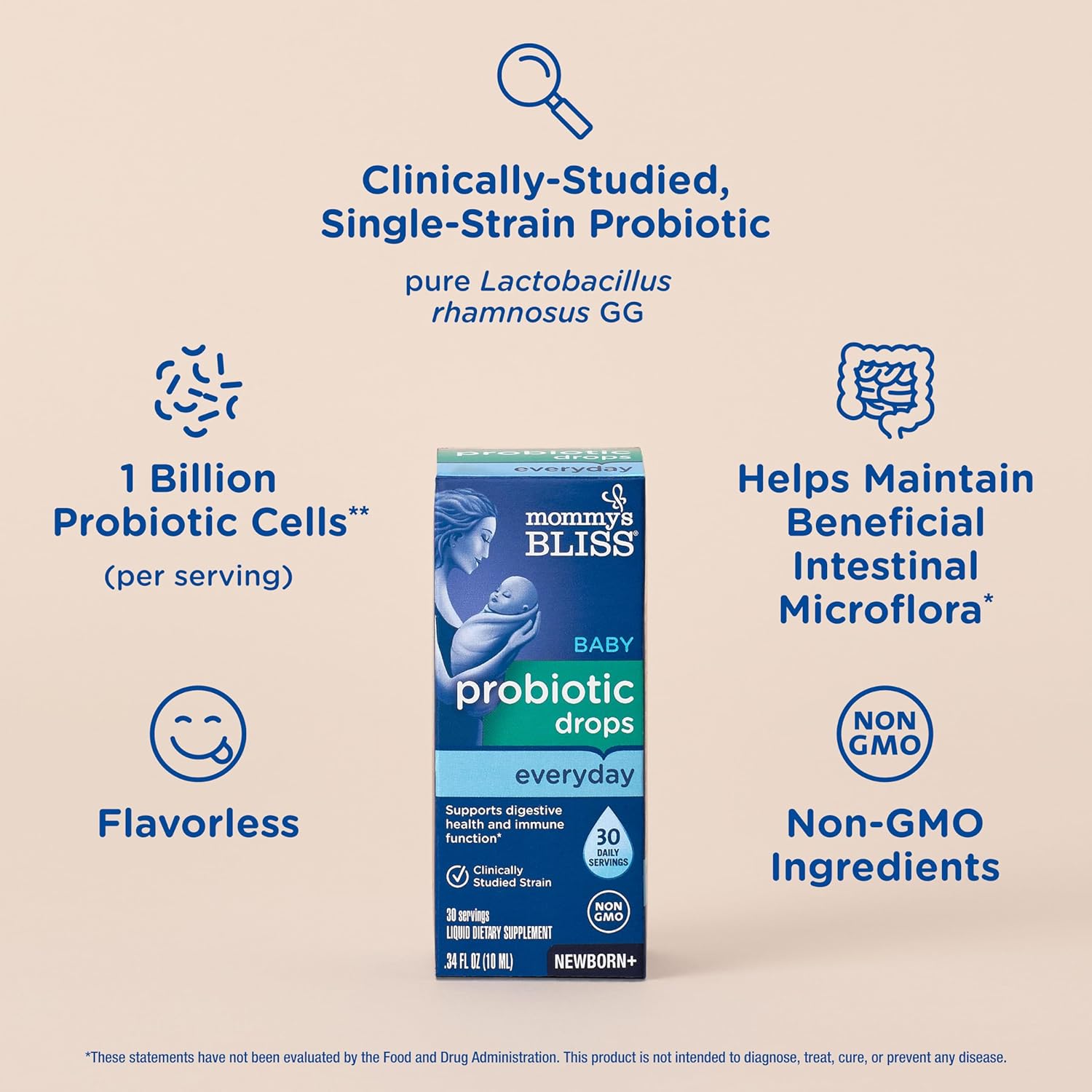 Buy now Mommy's Bliss Baby Probiotic Drops, Daily Gas, Constipation, and Colic Symptom Relief + Immune Support, Newborns & Up, 0.34 Fl Oz (30 Servings) at indiglob india