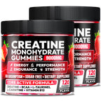 Creatine Monohydrate Gummies 5000MG, Creatine Gummy for Men & Women 120Ct | Pre-Workout for Adults, Creatine Gummy with L-Taurine, BCAA 2:1, B12/6 for Muscle Support, Enhance Strength, Energy Boost