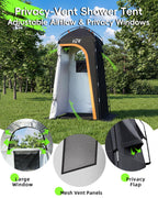 Large Shower Tent, Portable Privacy Tent with Mesh Floor & Carrying Bag