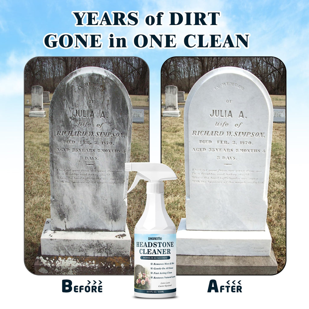Headstone Cleaner for Graves, Effectively Removes Tough Moss & Dirt Stains