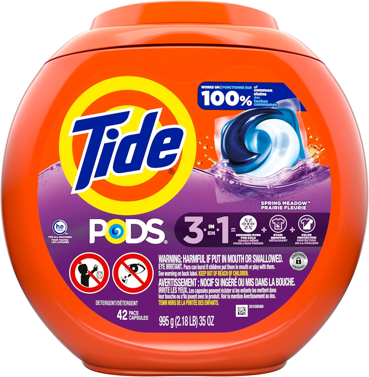 Buy now Tide PODS laundry detergent pacs, 3-in-1 Stain Remover, Odor Fighter, Color Protector, 42 Count, HE compatible, Spring Meadow Scent at indiglob india