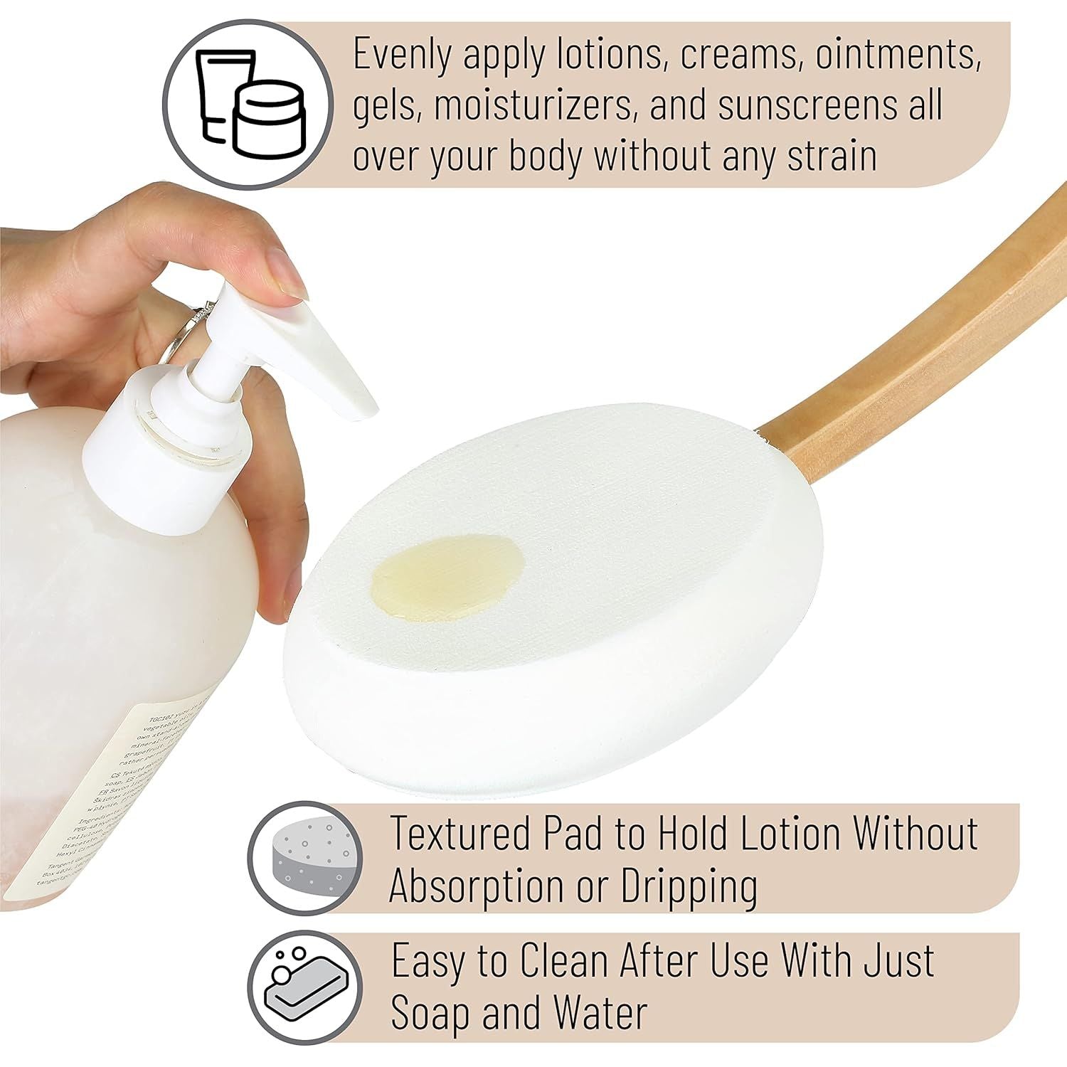 Buy now Slick- Lotion Applicator, 17 inch, Applicators for Your Back, Back Applicator Lotion, Certified Organic, Easy Reach Washable, Applicators, Self Tanner For All Skin Tone at indiglob india