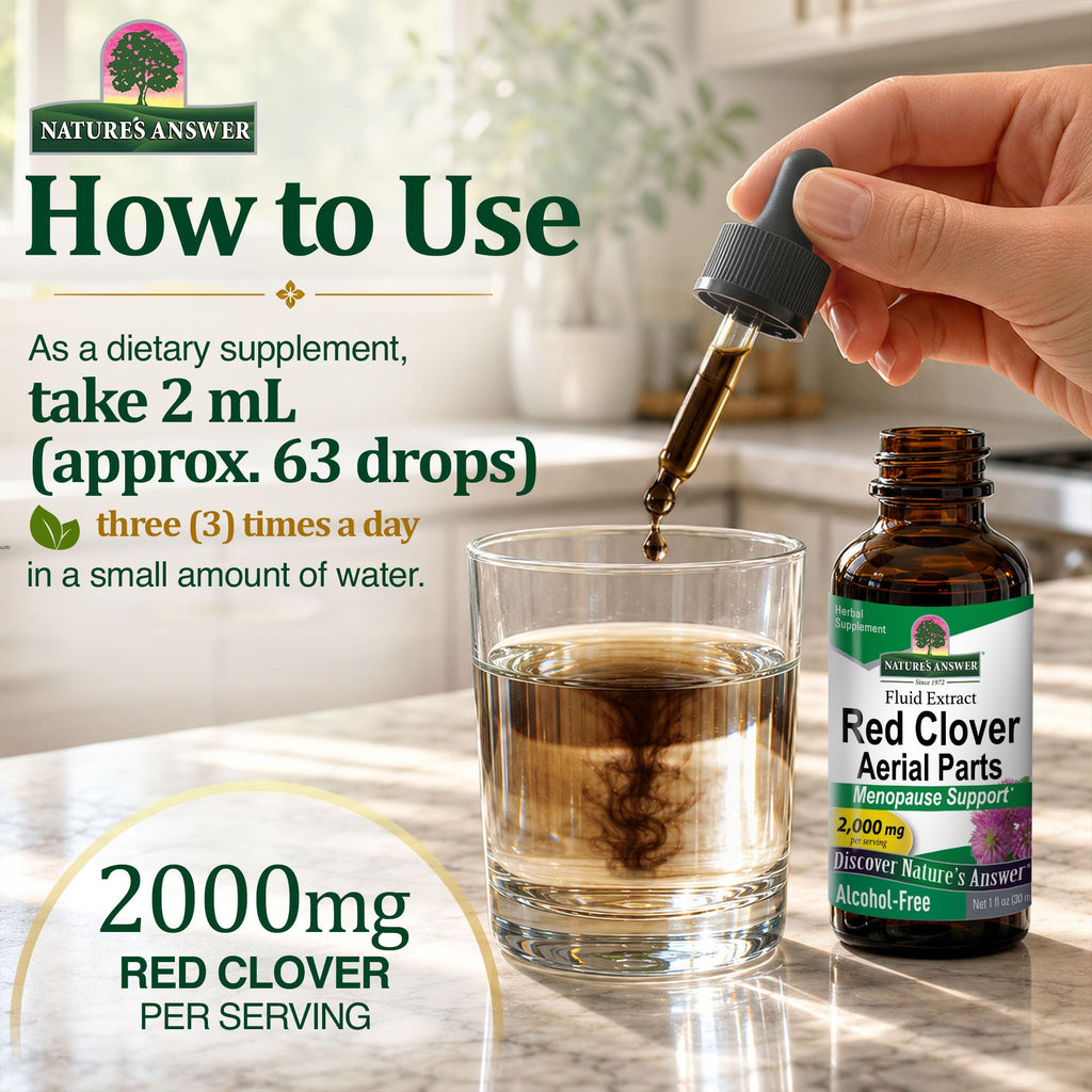 Nature's Answer Red Clover | Provides Menopause Support | Alcohol-Free, Gluten-Free, Kosher Certified & No Preservatives 1oz