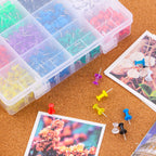 Push Pins Color Thumb Tacks 600-Count Standard Pins Steel Point and Colored Plastic Head, 12 Assorted Colors