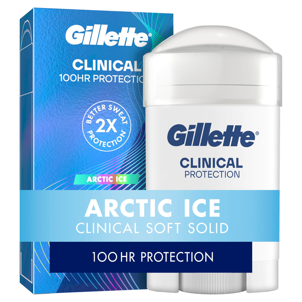 Gillette Clinical Antiperspirant and Deodorant for Men, 100HR Sweat & Odor Protection, Long Lasting Freshness, Anti-White Mark Technology, Gentle on Skin, Soft Solid, Ultimate Fresh Scent, 2.6 oz