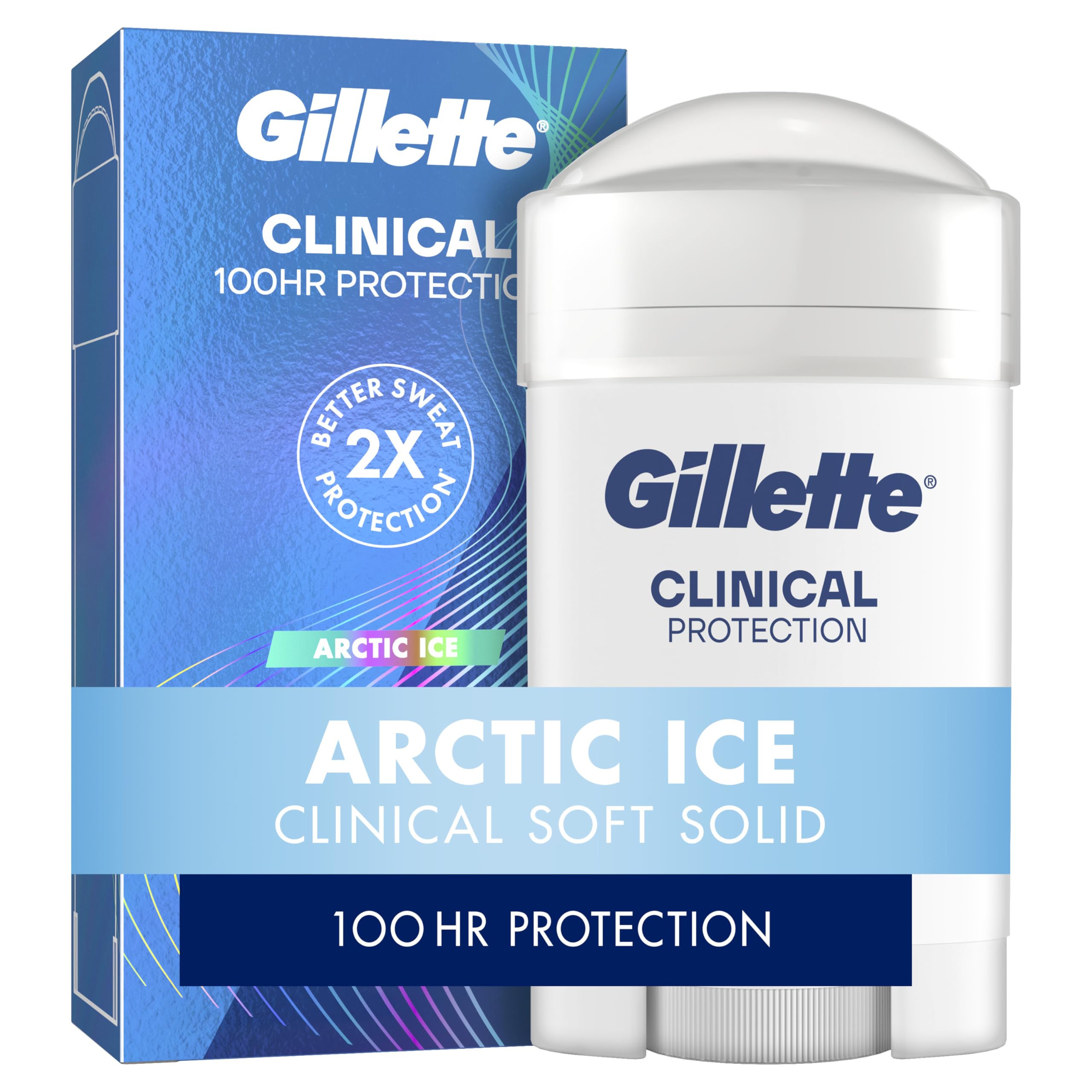 Gillette Clinical Antiperspirant and Deodorant for Men, 100HR Sweat & Odor Protection, Long Lasting Freshness, Anti-White Mark Technology, Gentle on Skin, Soft Solid, Ultimate Fresh Scent, 2.6 oz