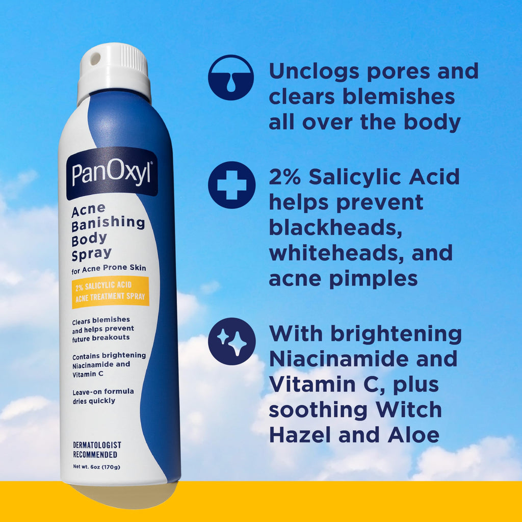 PanOxyl Acne Banishing Body Spray, 2% Salicylic Acid, For Body, 6 oz