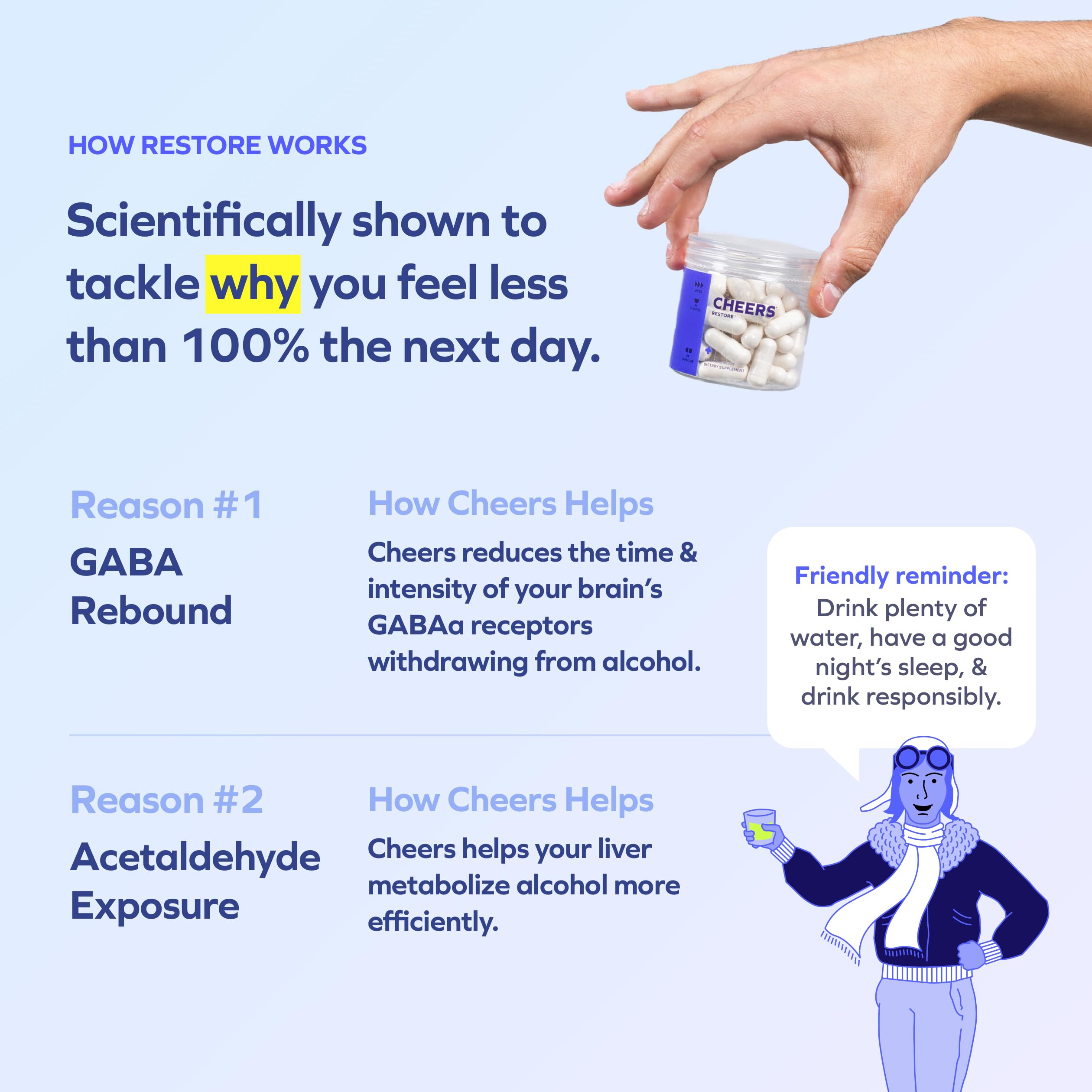Cheers R&R Combo | Restore + Relief | 24 Doses Each | Supplements | Feel Better After Drinking & Support Your Liver, DHM, L-Cysteine, Milk Thistle, Ginger, White Willow Bark, Caffeine