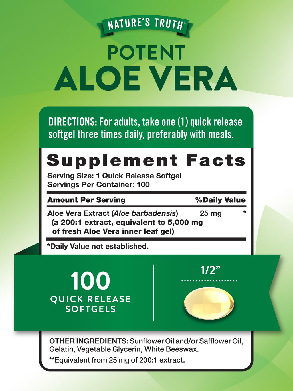 Nature's Truth Aloe Vera Softgels | 100 Count