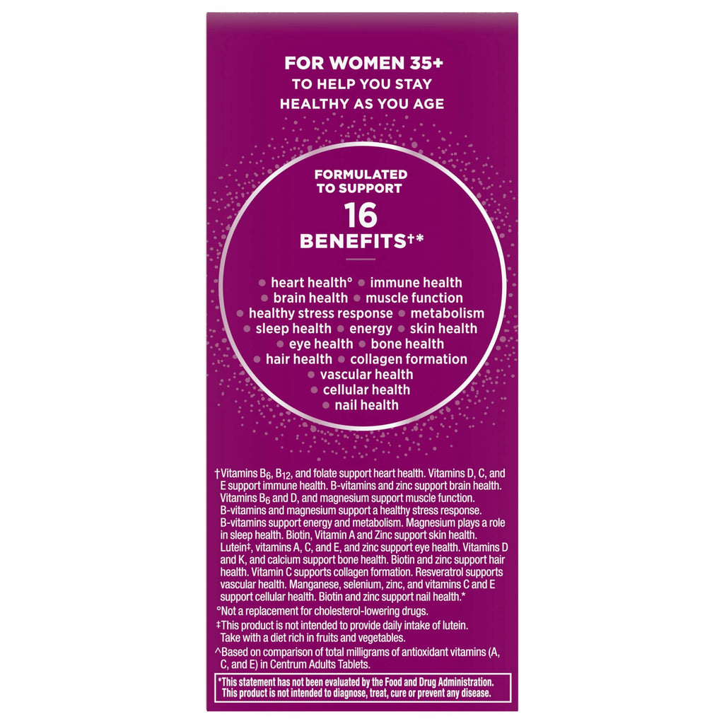 Centrum Age Defy for Women 35 and Over, 60 Tablets | High-Potency Multivitamin and Healthy Aging Supplement ,Multivitamin with Resveratrol, and Niacin for NAD+ Level Support