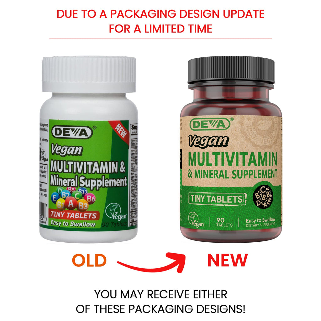 Deva Vegan Multivitamin & Mineral Supplement, Tiny Tablets, Easy to Swallow, 90 Tablets
