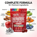 Sugar Savior Ceylon Cinnamon Berberine Gummies Apple Cider Vinegar Artichoke Turmeric Blueberry Ginseng Banaba Bitter Melon Black Pepper Vitamin D Zinc GLP1 Gummies 60 Count by Clean Nutra