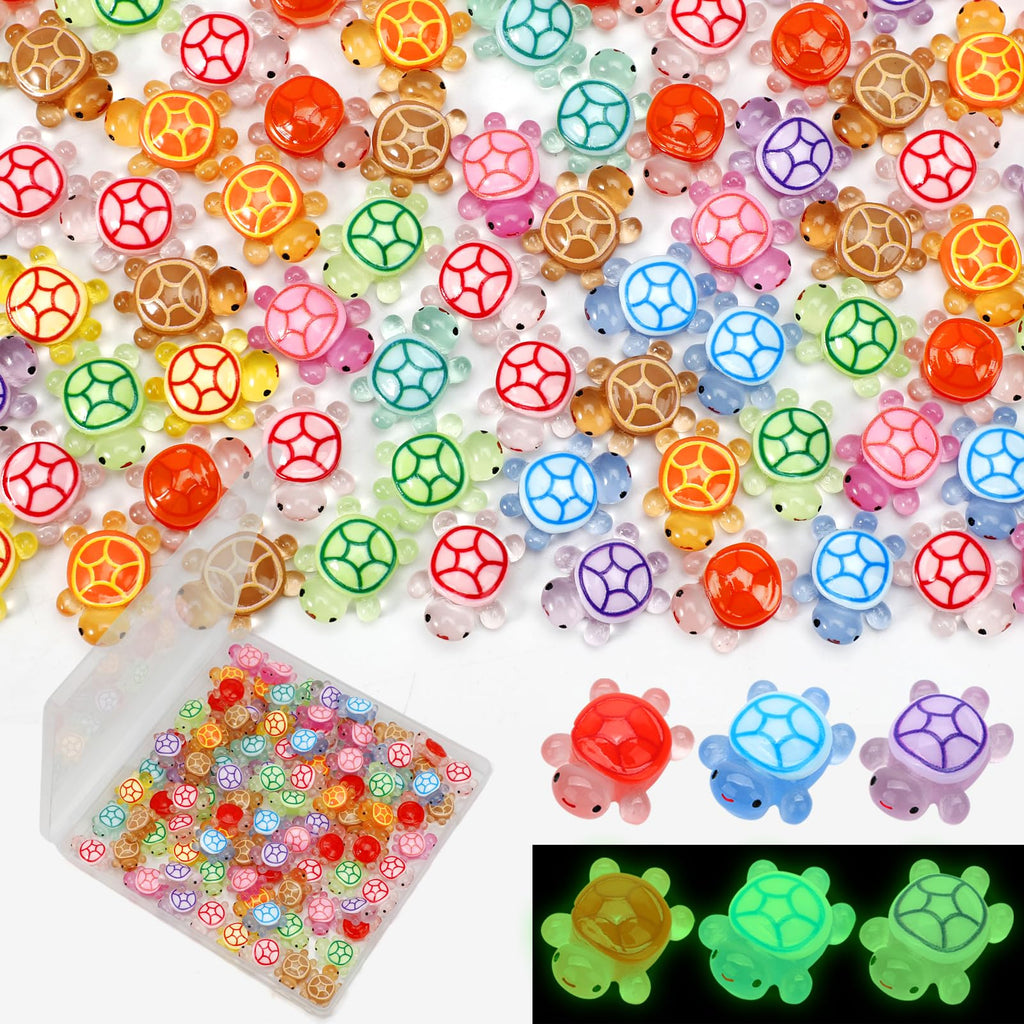 100 Pcs Mini Resin Turtles Glow in the Dark Tiny Sea Turtle Animals Figures