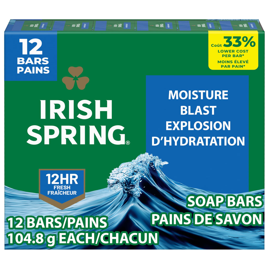 Buy now Irish Spring Icy Blast Bar Soap for Men, Mens Soap, Smell Fresh and Clean 12 Hours, Men Bars Washing Hands Body, Mild Skin, Recyclable Carton, 24 Pack, 3.7 Oz at indiglob india