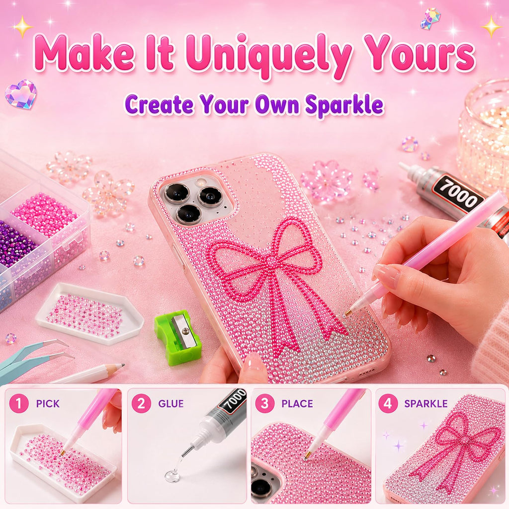 Redtwo 4mm 20000Pcs Bedazzling Kit with Rhinestones | 24 Colors Flatback Rhinestones, 4Pcs 10ml Jewelry Glue and Tools for Clothes, Books, Shoes and Crafts