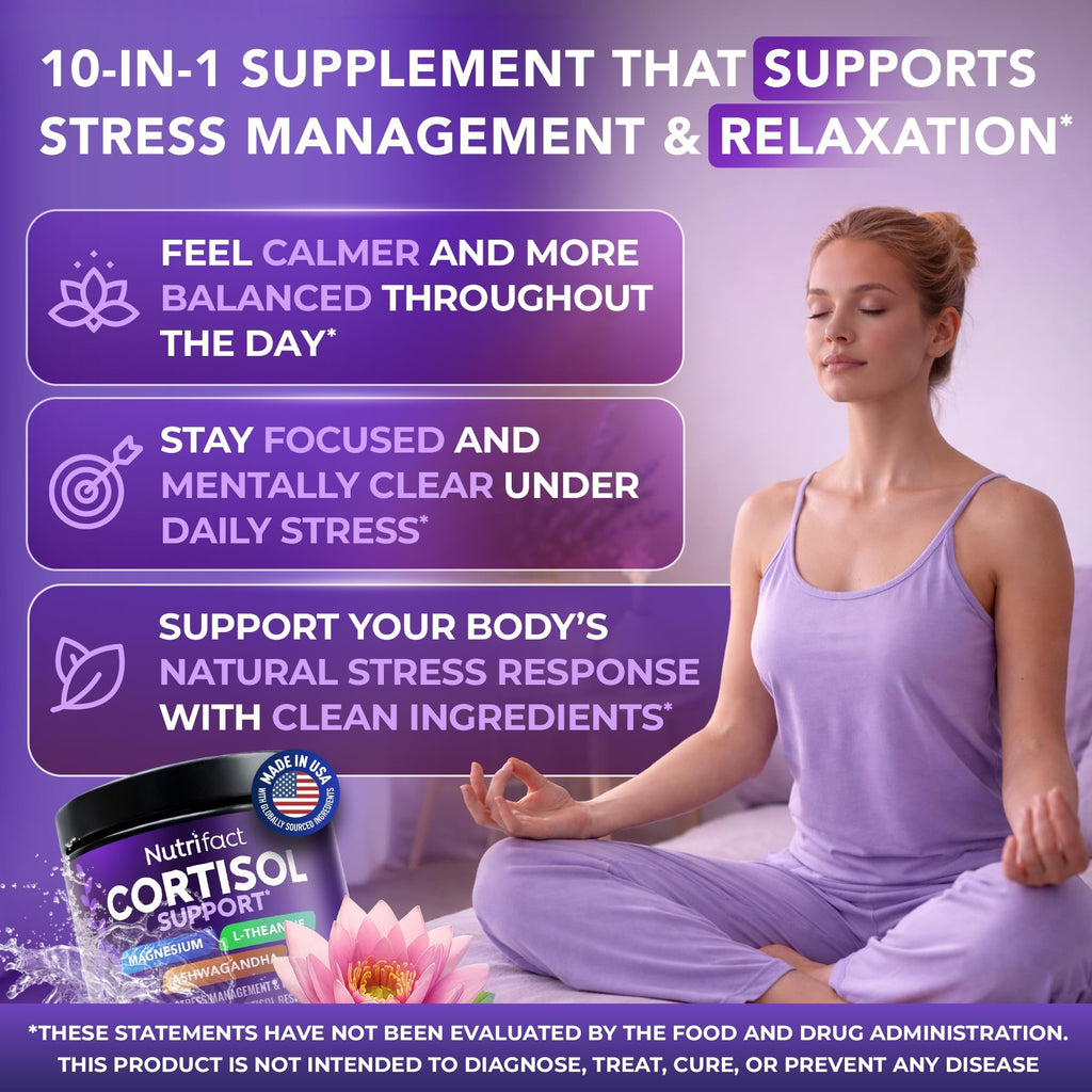 Cortisol Reducer for Men & Women with Ashwagandha & Magnesium, Vegan