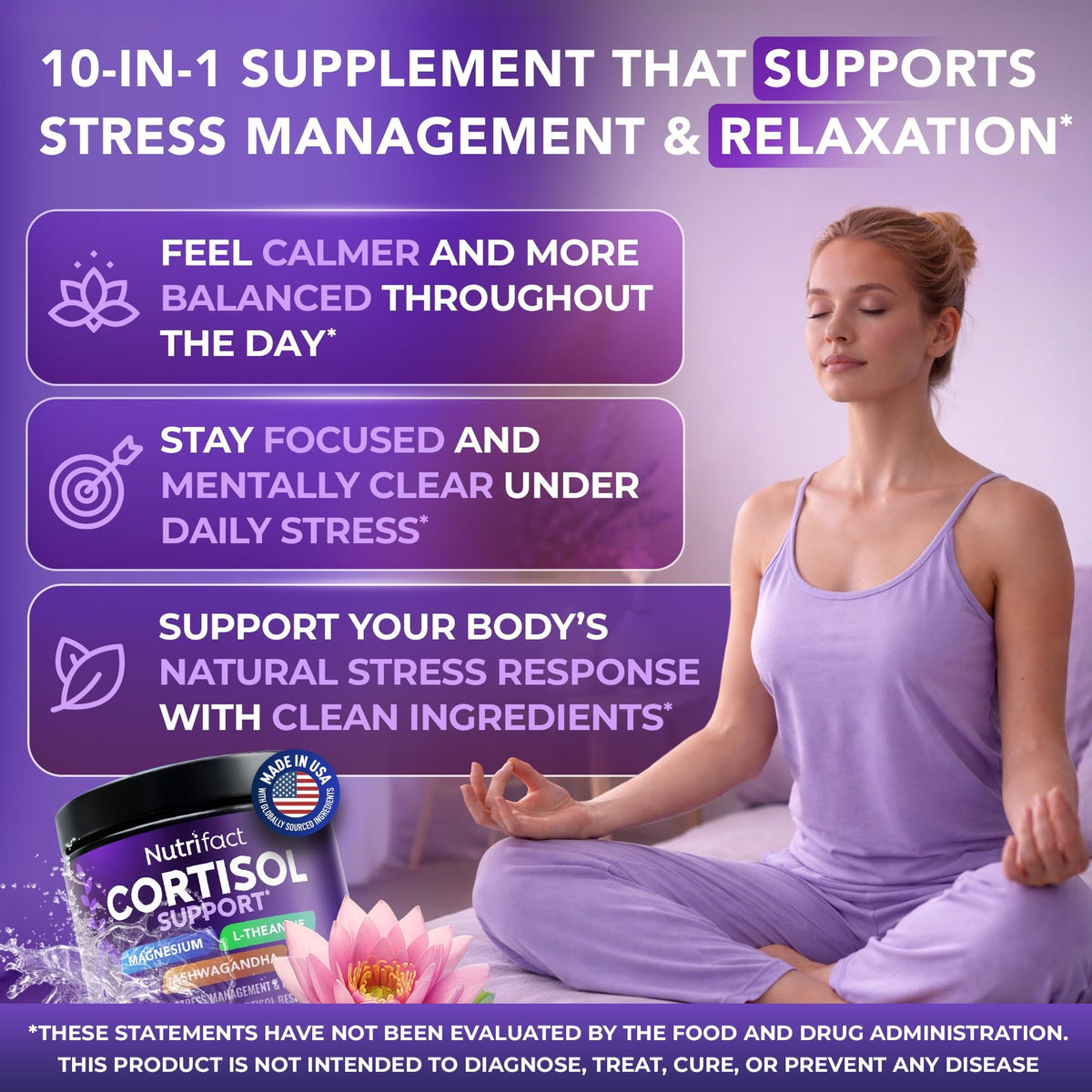 Cortisol Reducer for Men & Women with Ashwagandha & Magnesium, Vegan
