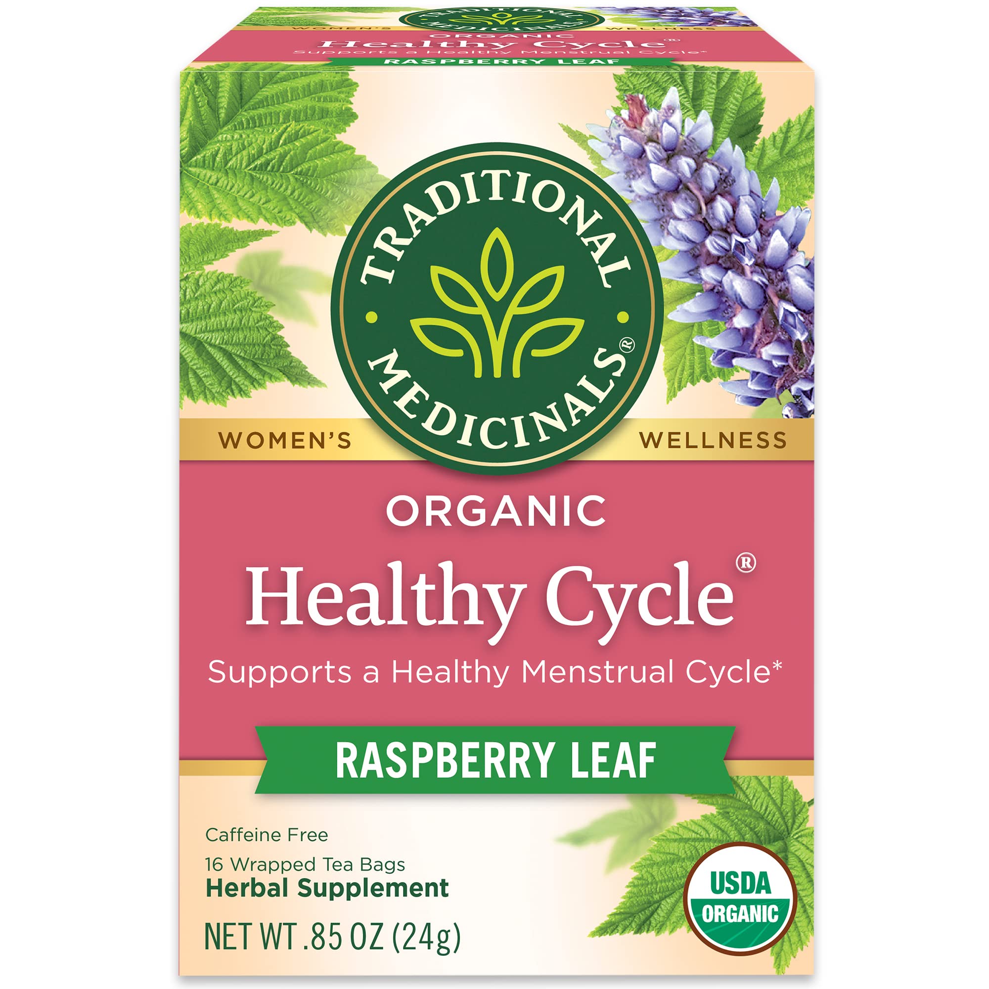 Buy now Traditional Medicinals Organic Raspberry Leaf Herbal Tea, Eases Menstrual Cramps & Supports Healthy Pregnancy, (Pack of 1) - 16 Tea Bags Healthy Cycle 16 Count at indiglob india