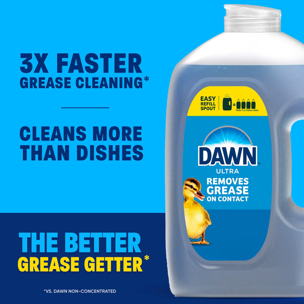 Dawn Ultra Dish Soap Refill Jug, Large Size Liquid Dishwashing Detergent, Powerful Dish Soap for Grease, Strawberry Fields Scent, 67 oz