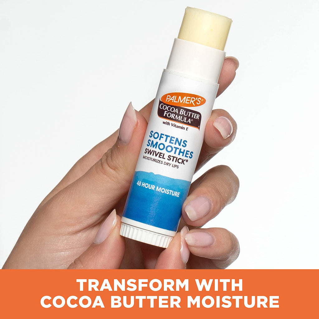 Palmer's Cocoa Butter Lip Balm & Face Body Moisturizer Sticks (Pack of 3) | Face and Body Swivel Stick with Vitamin E, Softens and Smooths, Suitable for Treating Dry Skin Patches, Scars, Marks